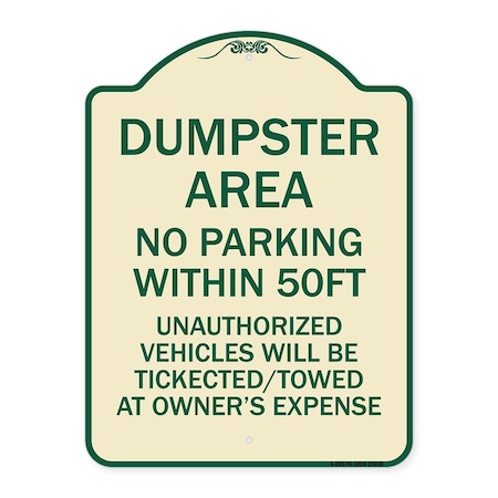 Signmission No Parking Within 50 Ft Unauthorized Vehicles Ticketed Towed at Owners Expense, TG-1824-23638 A-DES-TG-1824-23638